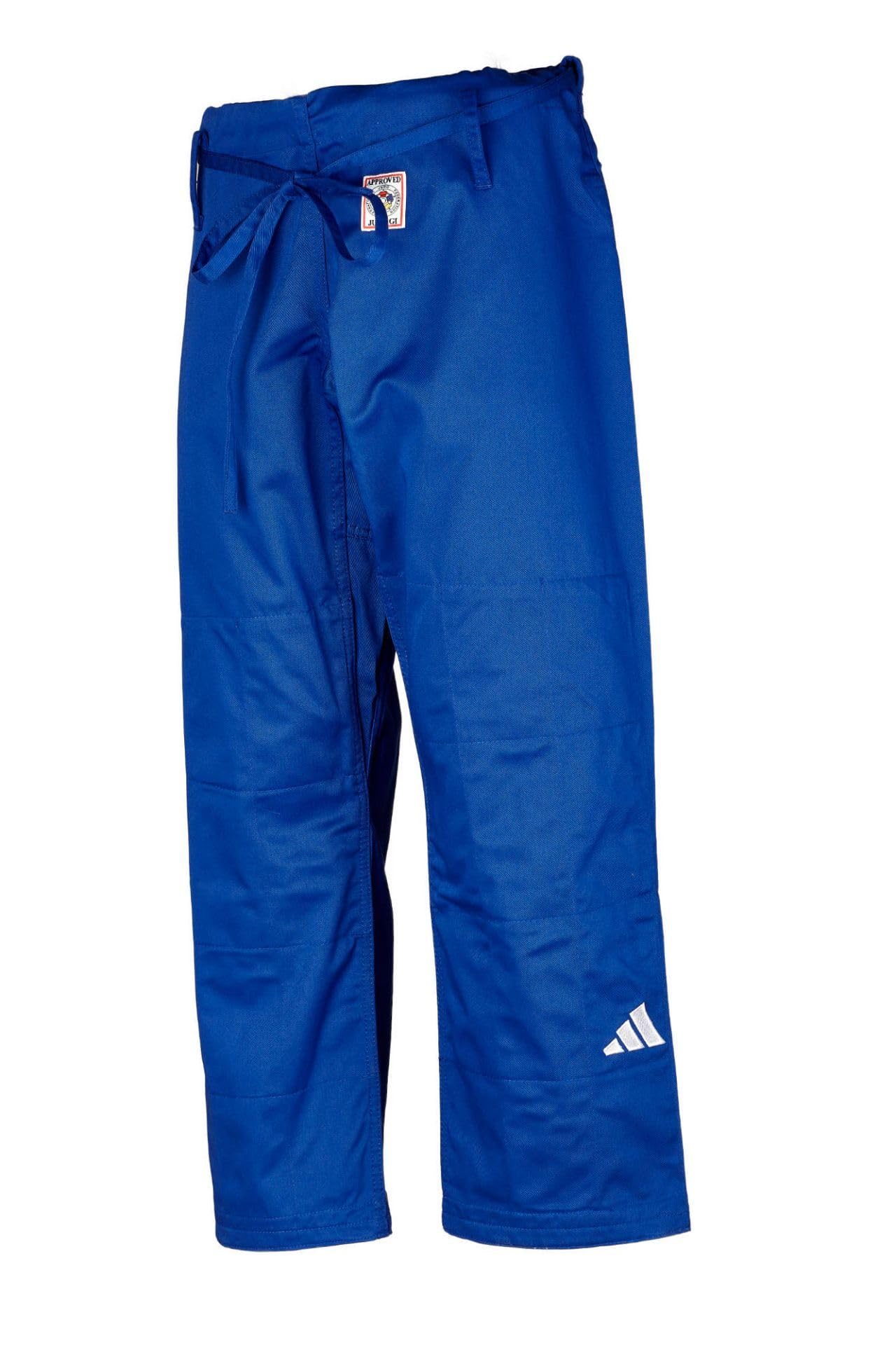 adidas Judoanzug J700 Champion III IJF 3 | Wettkampf Judo-Gi für Fortgeschrittene | IJF Red Label + Green Label | Stoffgewicht 700g/qm | Körpergröße 140-210 cm | Weiß + Blau | Slim-Fit + Regular