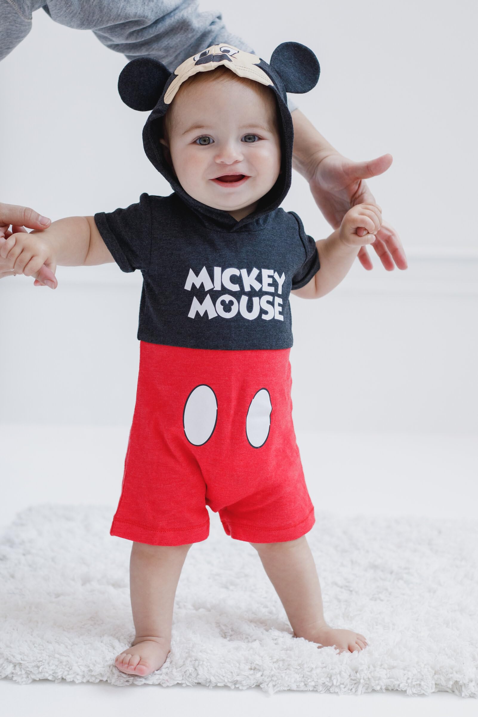 Disney Mickey Mouse Toddler Boys Hooded Costume Romper Red/Black 2T