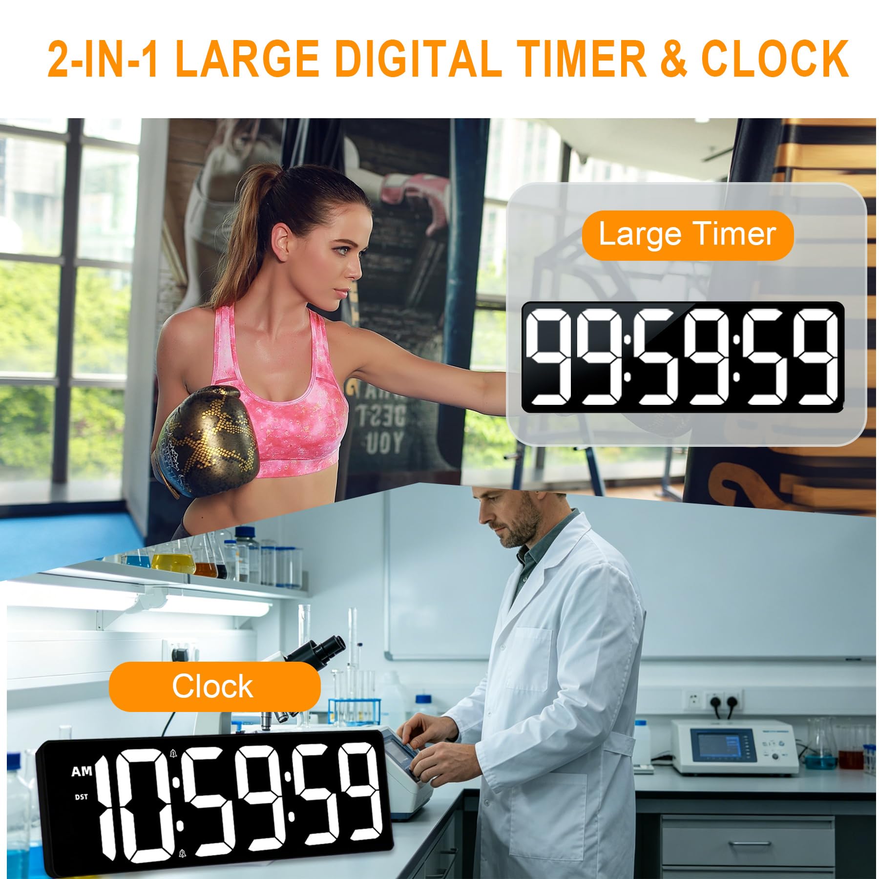 TXL Timer digitale con display colorato, grande orologio a LED con controllo smartphone