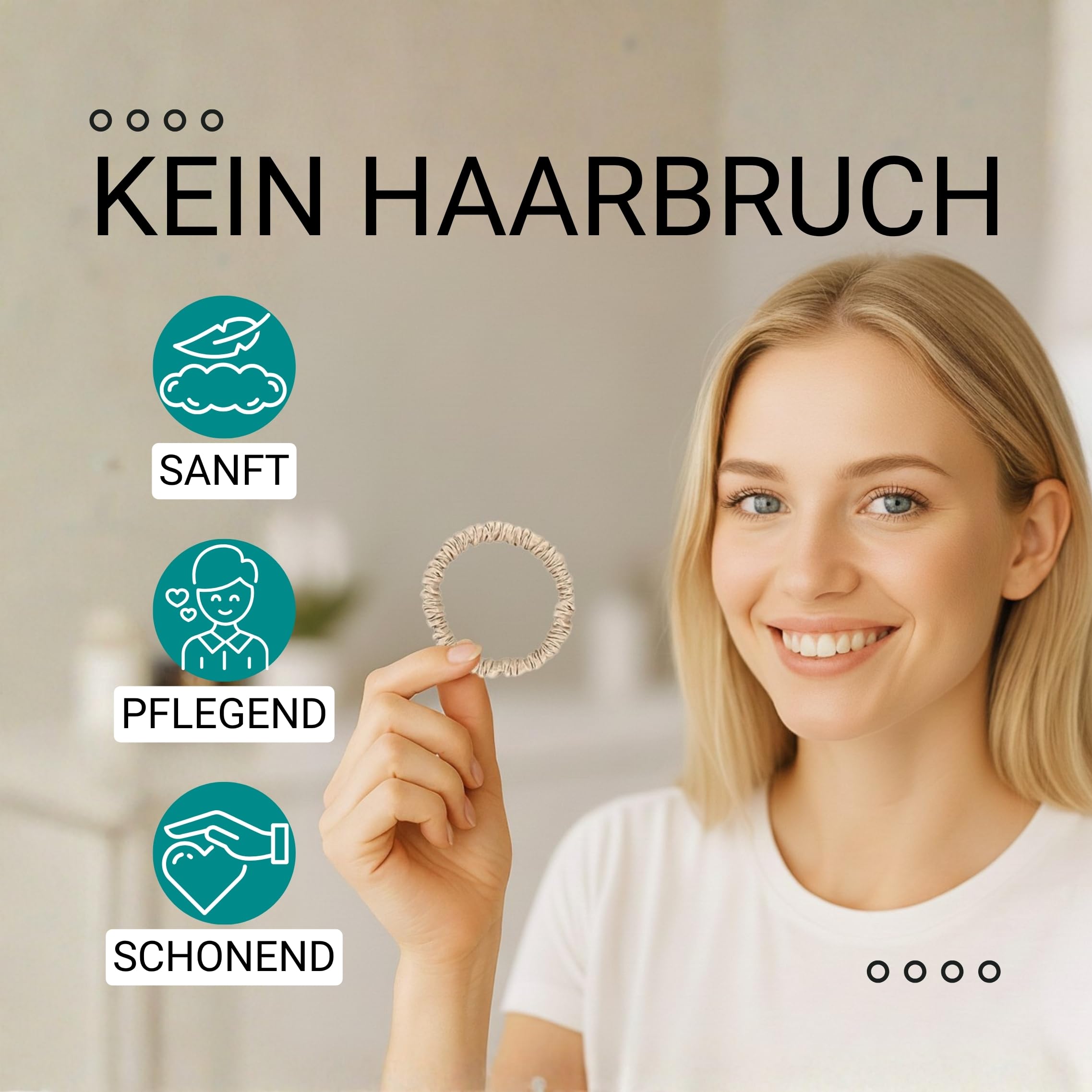 HAARallerliebst® 4er-Set 100% dünne Seide Scrunchie Haargummis mit Pappschachtel, Haargummi für jeden Tag, Haarpflege Scrunchies, ohne Haarschäden (beige, dünn)