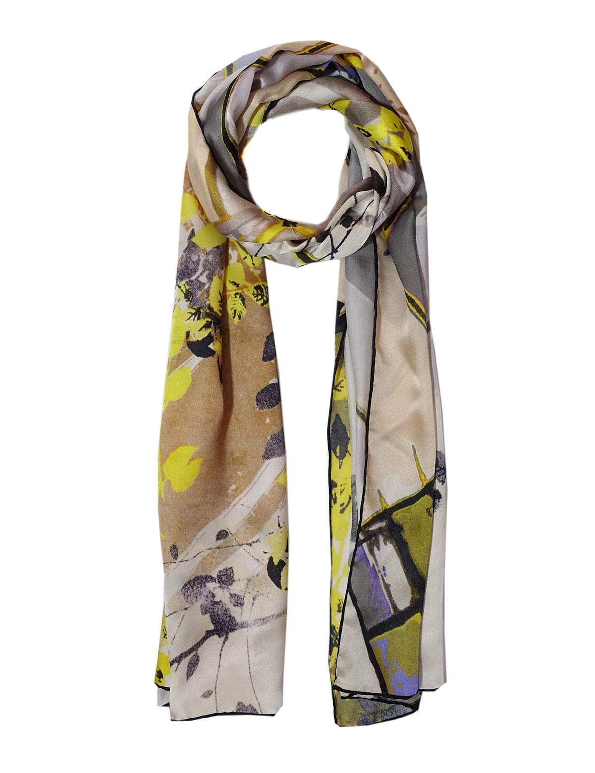 Sciarpa da donna in 100% seta, leggera, in raso, 150 x 50 cm Color021 90
