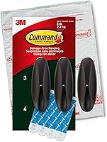 Command Outdoor Large Bronze Hooks 5lb Damage-Free Weather-Resistant Hanging Hooks, 3-Pack with 4 Strips for Wreaths & Decor