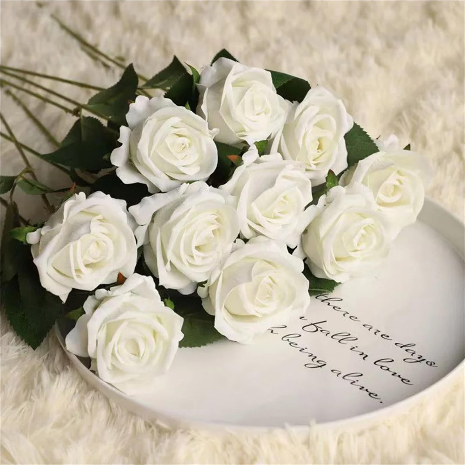 Rtallo de Flor Artificial Verde 1/3/5/10/20 Piezas Rosas Flores Artificiales