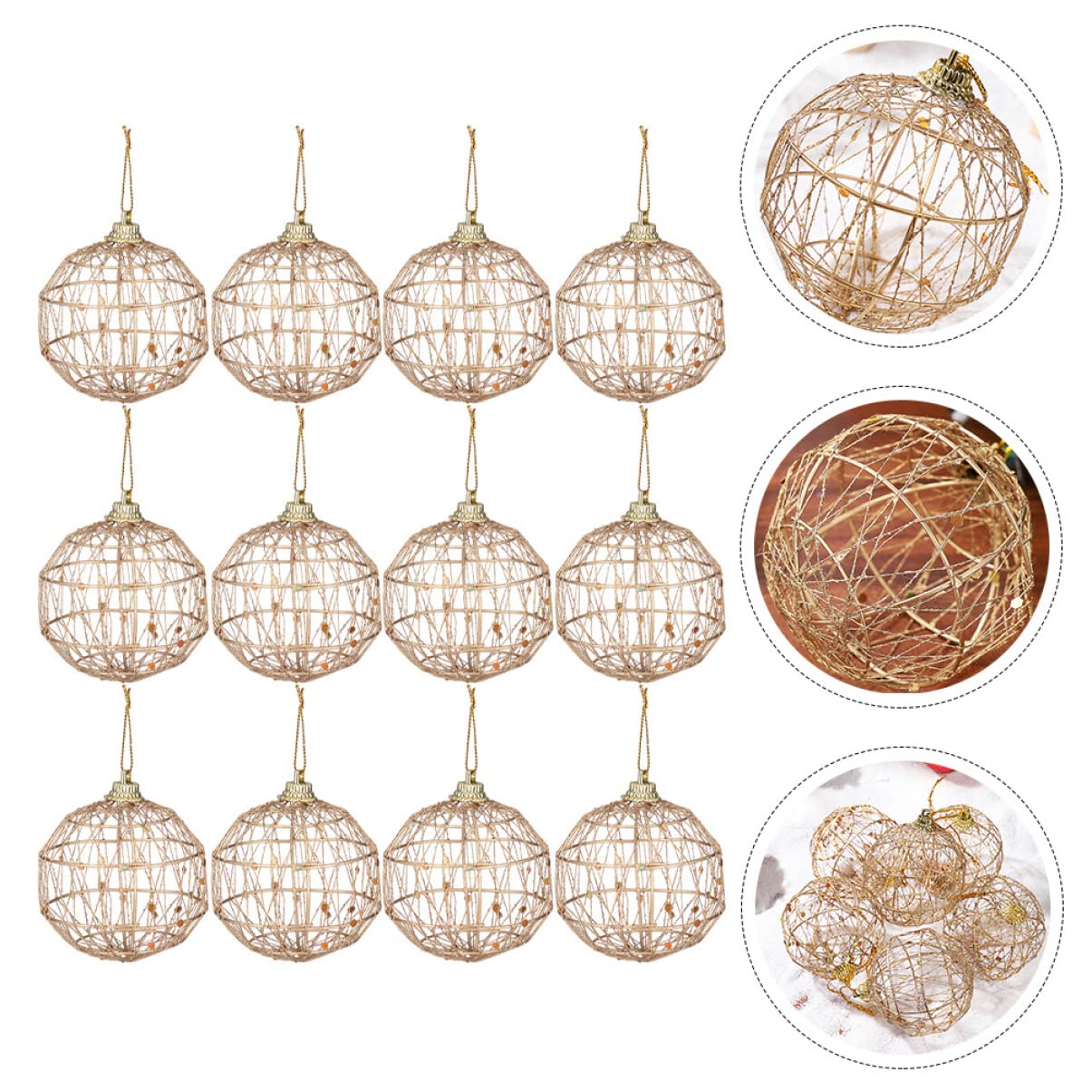 Cabilock 3 Set Di Natale Decorazioni Natalizie All'aperto Gonfiabili Natalizi Ciondolo Albero Di Natale Palline Dell'albero Di Natale Ornamenti Ferro Da Stiro Golden 12 Pezzi * 3