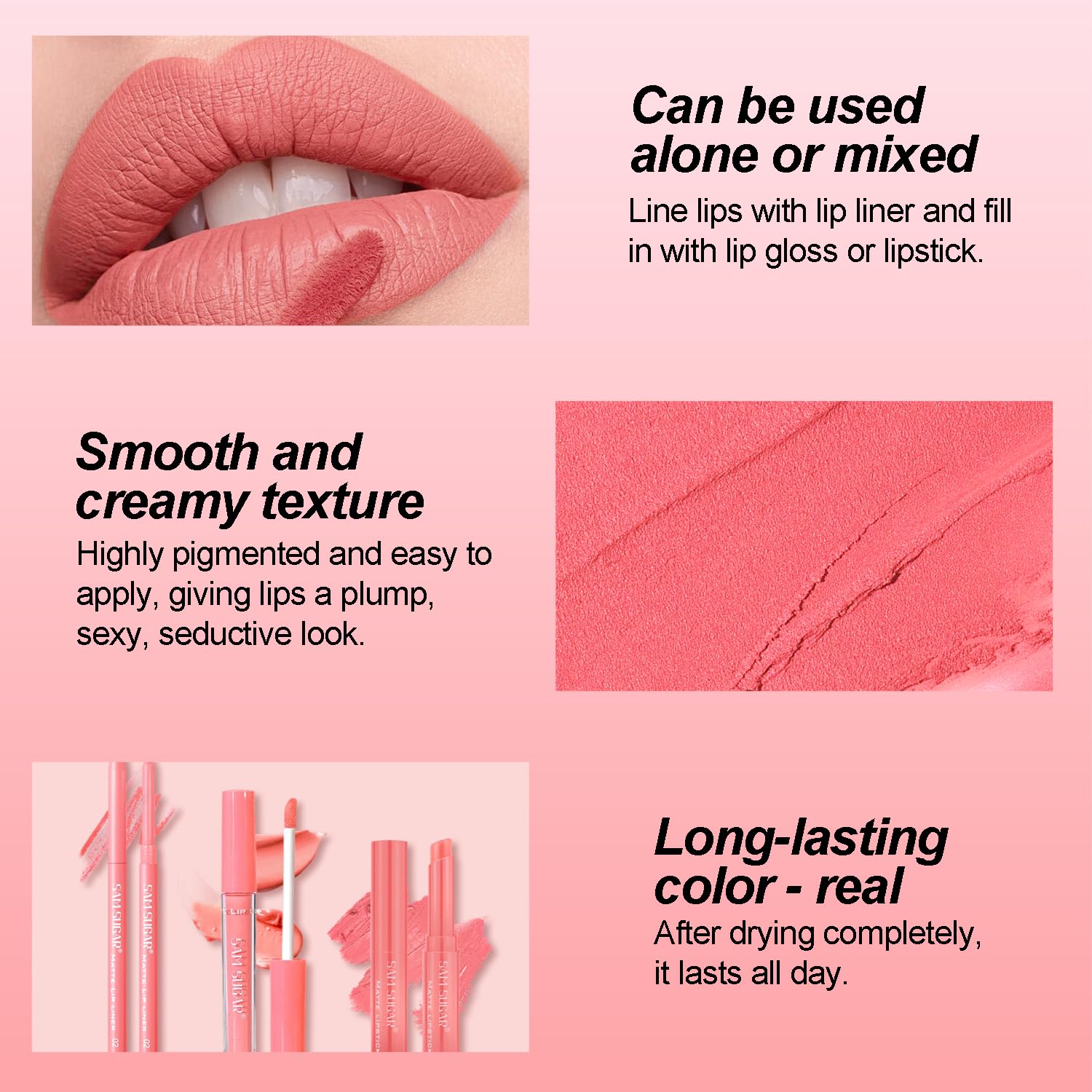 3PCS Lip Liner and Lipstick Set, with Liquid Lipstick - Image 4