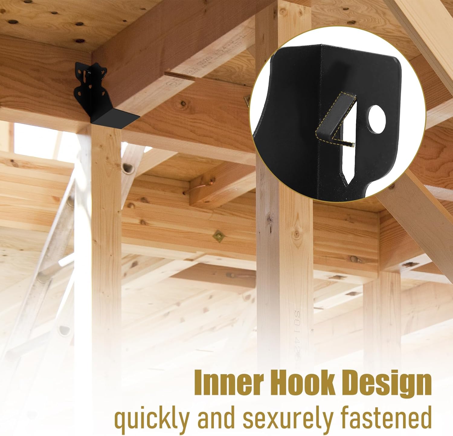 2x4 Joist Hanger,32 Pack 20 Gauge Q235B Steel Face Mount Joist Hangers,Hurricane Ties for Rafters, Black Powder Coating Rafter Ties Brackets