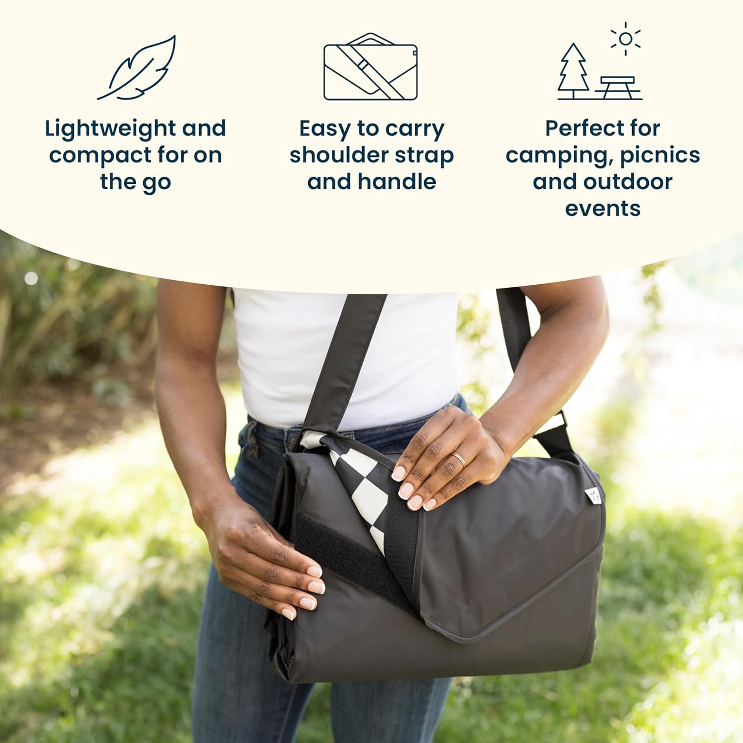 Tiny Twinkle Waterproof Picnic Blanket | 5'x7' 100% Recycled Polyester, Sandproof, Foldable & Portable for Beach, Camping, Travel (Sage Checkers - Image 8