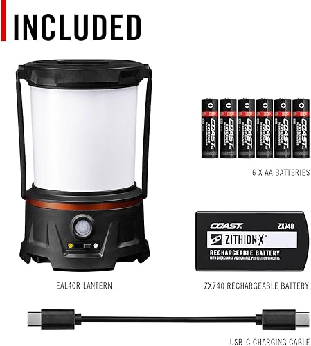 Miniatura 8 de Coast EAL40R Linterna de camping de emergencia recargable de 2500 lúmenes con modo intermitente rojo, mosquetón, difusor, mango plegable, modo bajo