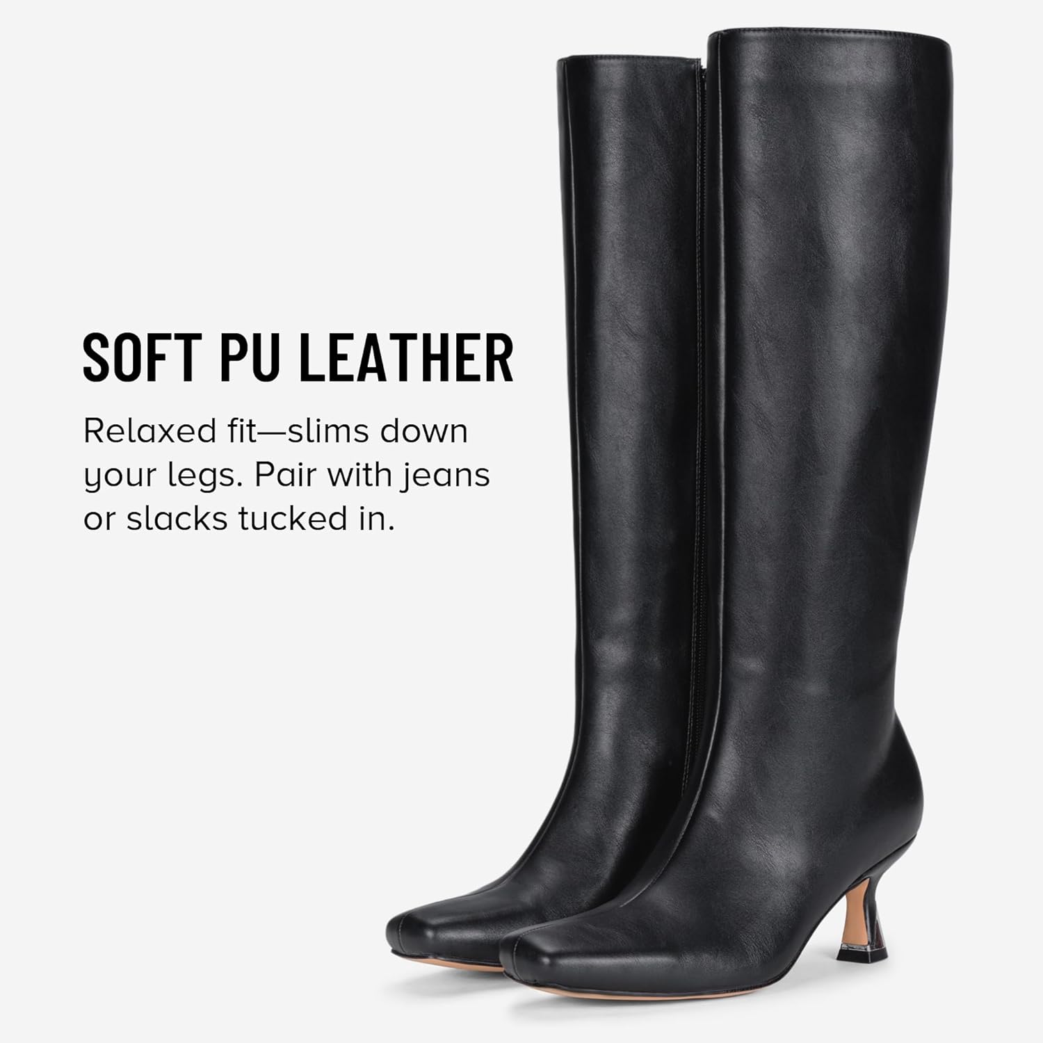 Vepose Knee High Boots for Women with Kitten Low Heel, Tall Fashion Square Toe Long Dressy Boots, Casual Comfort Botas Trendy para Mujer