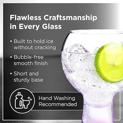 Miniatura 5 de Gin and Tonic Copa De Balon - Juego de 2 vasos pintados a mano de 19 onzas  Vasos de ginebra y tónica españoles  Vidrio de globo de ginebra soplado