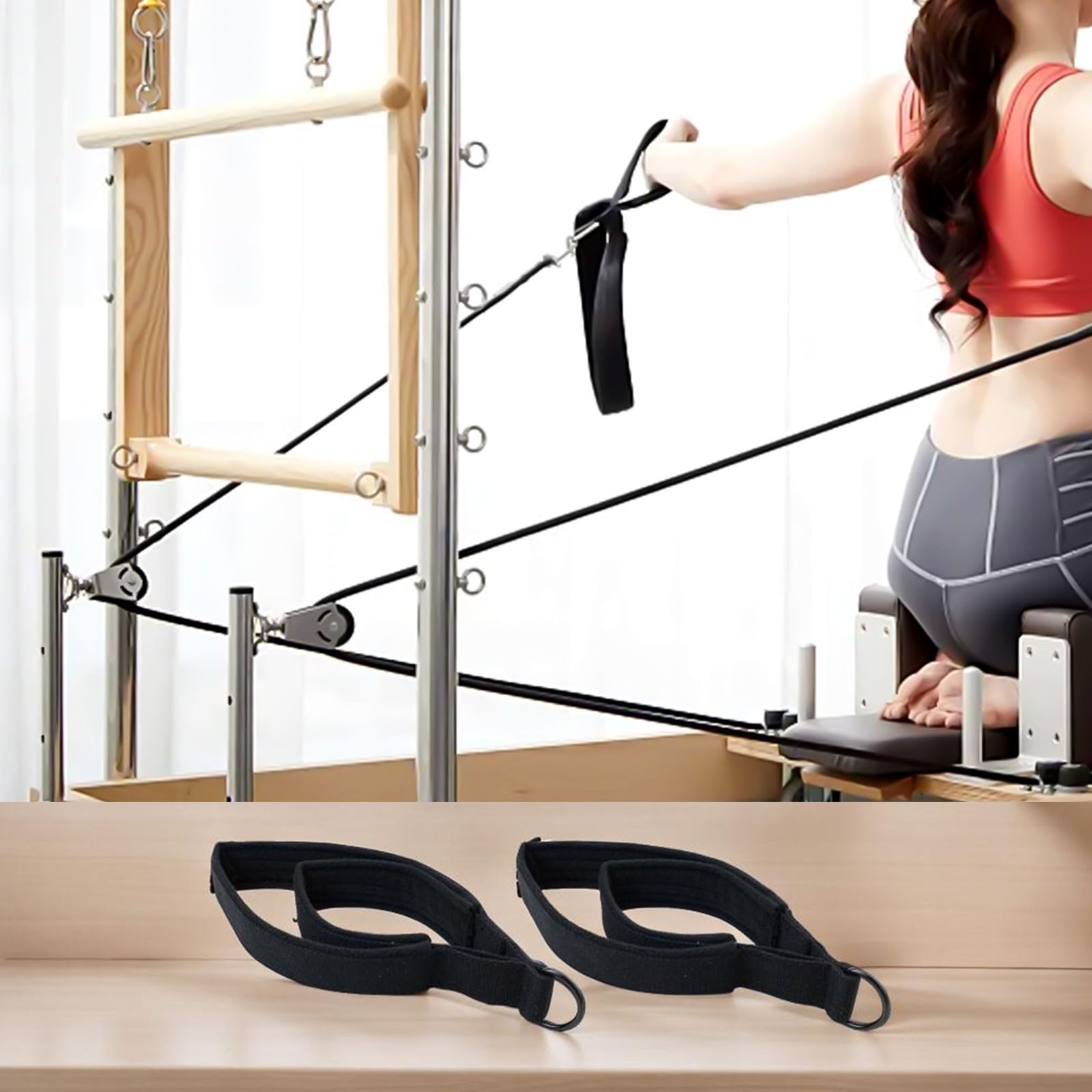 Lot de 2 sangles légères à double boucle pour équipement de Pilates, complément parfait à votre équipement de fitness