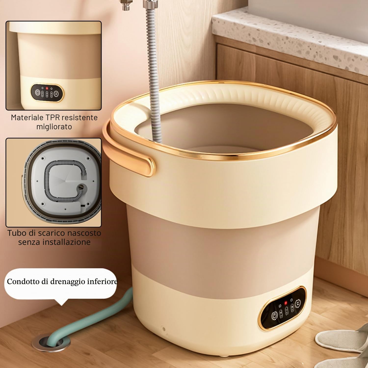 Mini lavatrice da 15L lavatrice portatile con centrifuga | 2,5 kg pieghevole, da viaggio, per vestiti del bambino, biancheria intima, campeggio, carico dall'alto, piccola lavatrice