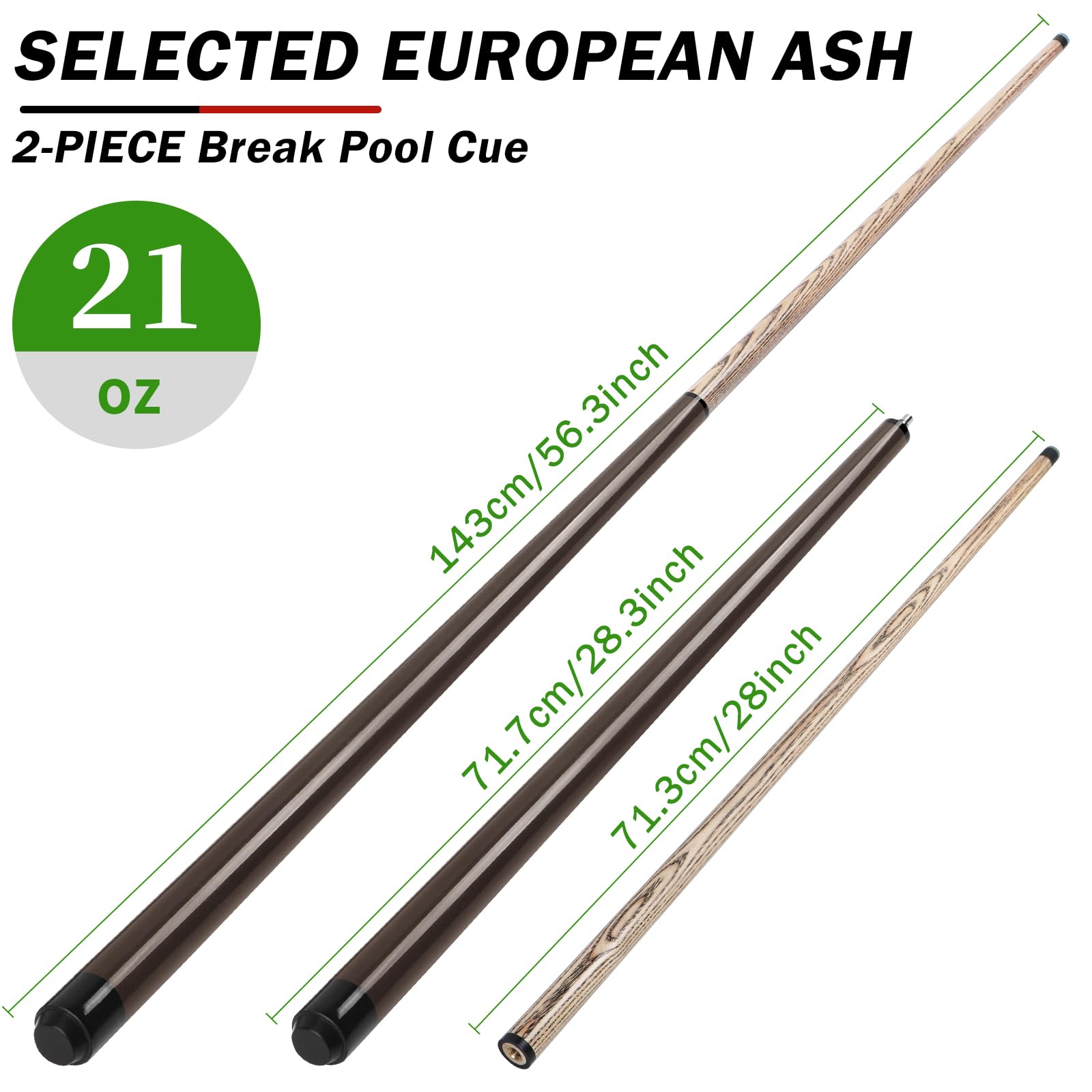Snapklik.com : IIQ 21oz 23oz Break Stick Heavy Hitter Breaking Pool Cue ...