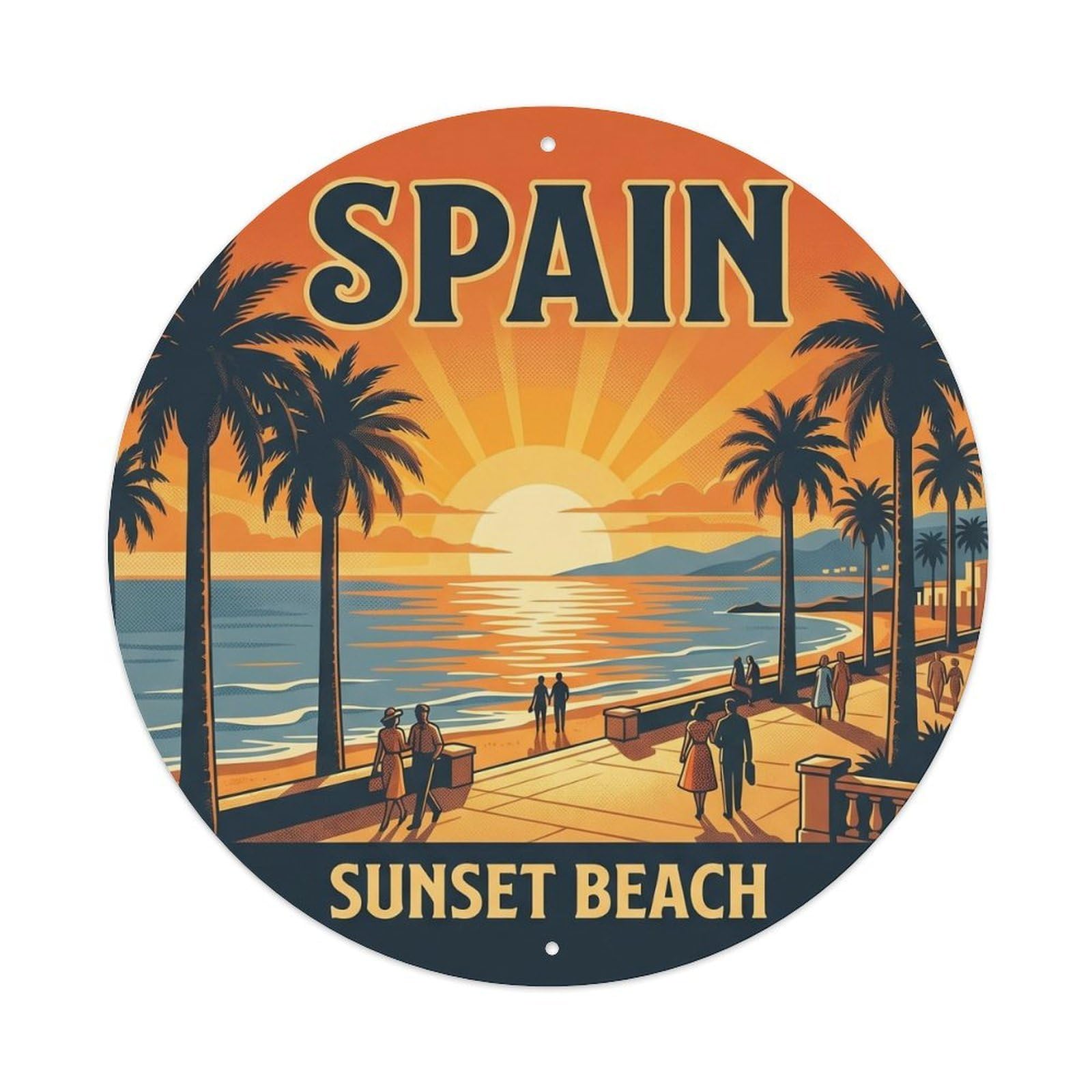 Marbella Sunset Beach Spain Landmark Travel Metal Tin Sign