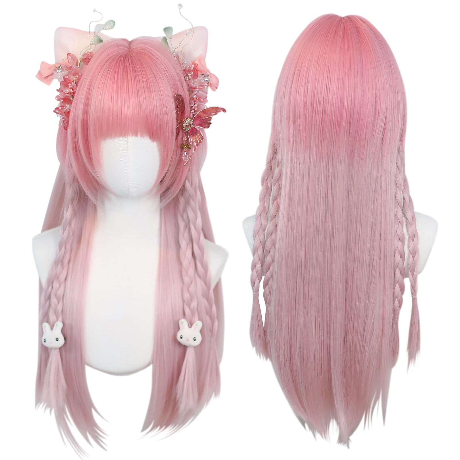 KORURACLUB gradient Wigs cosplay Wig pink and lolita wigs anime wig halloween Wigs for women (No accessories included) (): Blossom Pink Mist