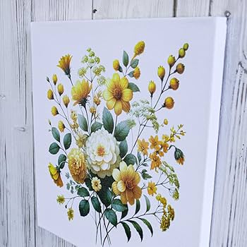 Amazon.co.jp: 風水アート イエローブーケ 絵画 水彩画風 黄色い花の絵