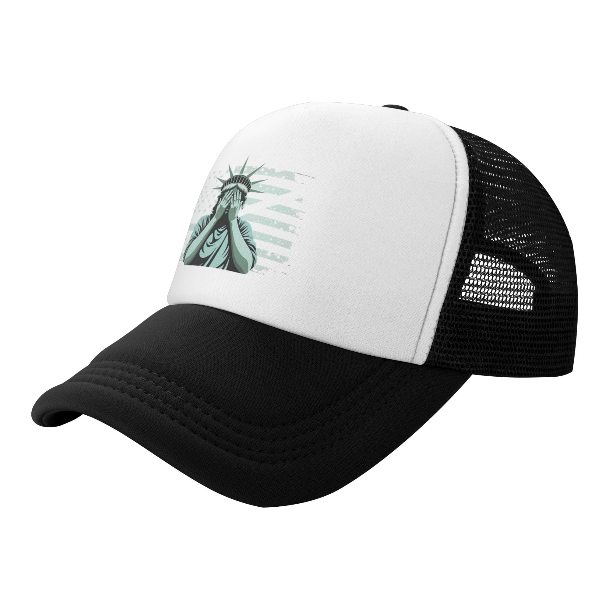 Weeping Statue of Liberty Trucker Hat Anti 47 Kids Hats Adjustable Mesh Baseball Cap - Black