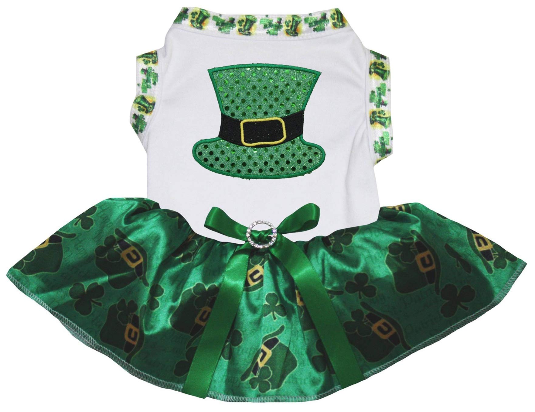 Robe haute pour chien avec chapeau vert trèfle vêtement grand chien XXXL