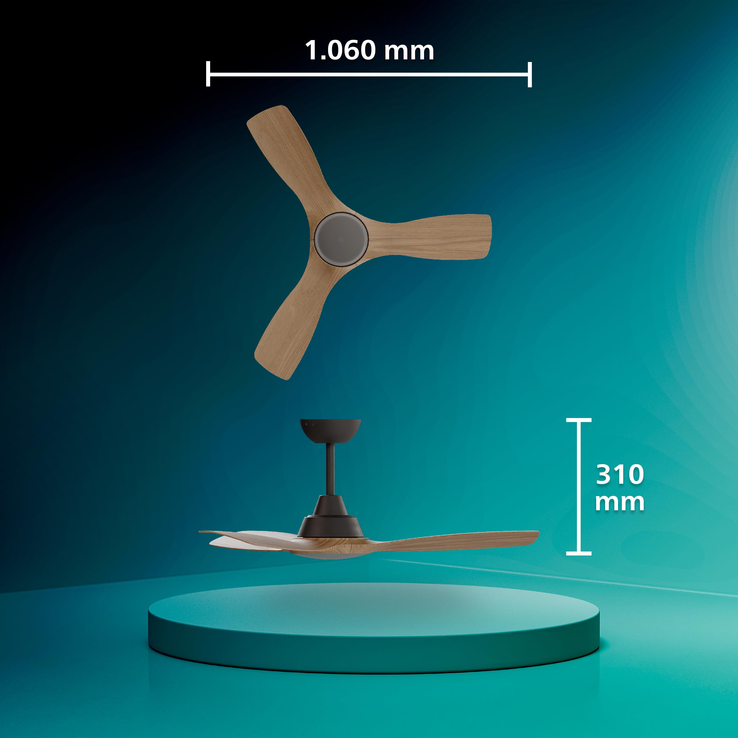 PHILIPS Olas Fan ceiling 106cm 42' 30W+24W BK&Wood Gen 2