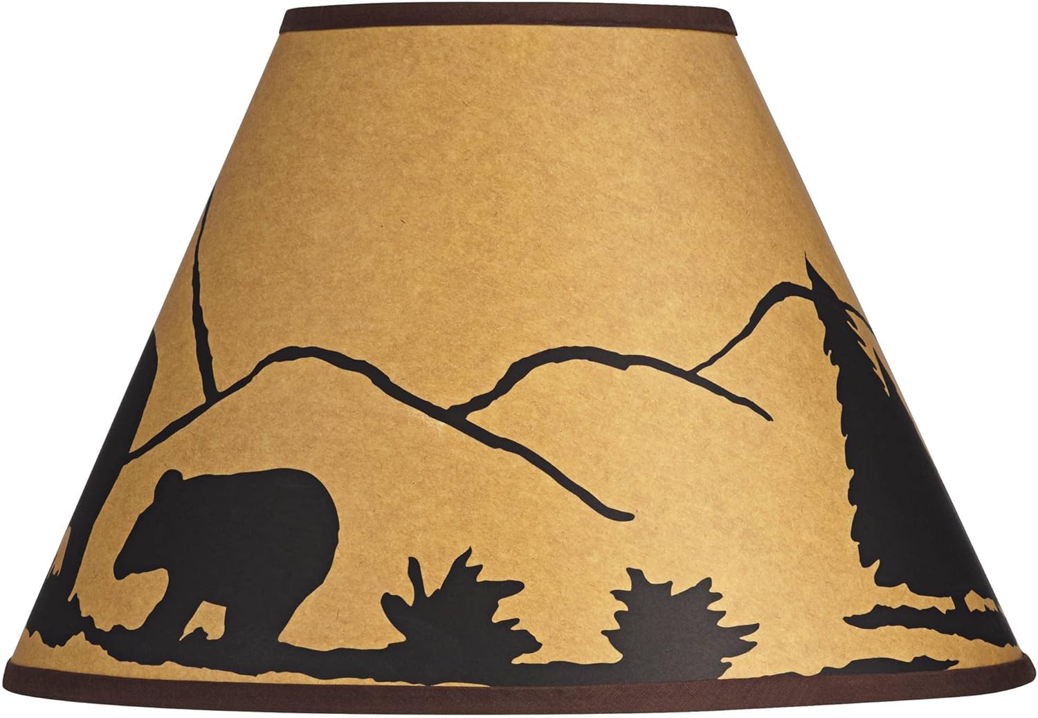 Mountain Scene Brown Paper Large Empire Lamp Shade 6" Top x 14" Bottom x 10" Slant x 10.75" High (Spider) Replacement with Harp and Finial - Springcrest