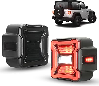 SUPAREE Smoked LED Tail Lights Fits for Jeep Wrangler JL 2018-2025 | with Reverse Light Turn Signal Lamp Running Lights Side Marker Light Black Housing Smoke Lens,Pair