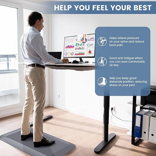 Miniatura 7 de Alfombras de cocina de 45 pulgadas de grosor, tapetes de cocina acolchados, antifatiga para piso, juego de alfombras antideslizantes y lavables,