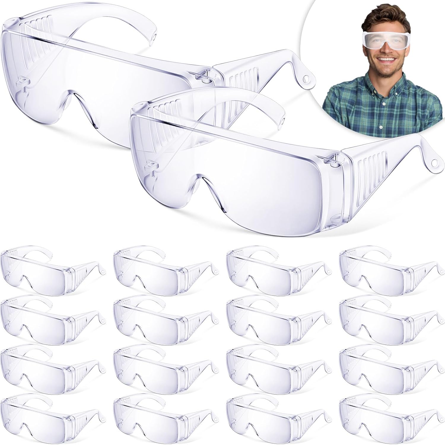 Kanayu 50 Pairs Safety Glasses Bulk Protective Safety