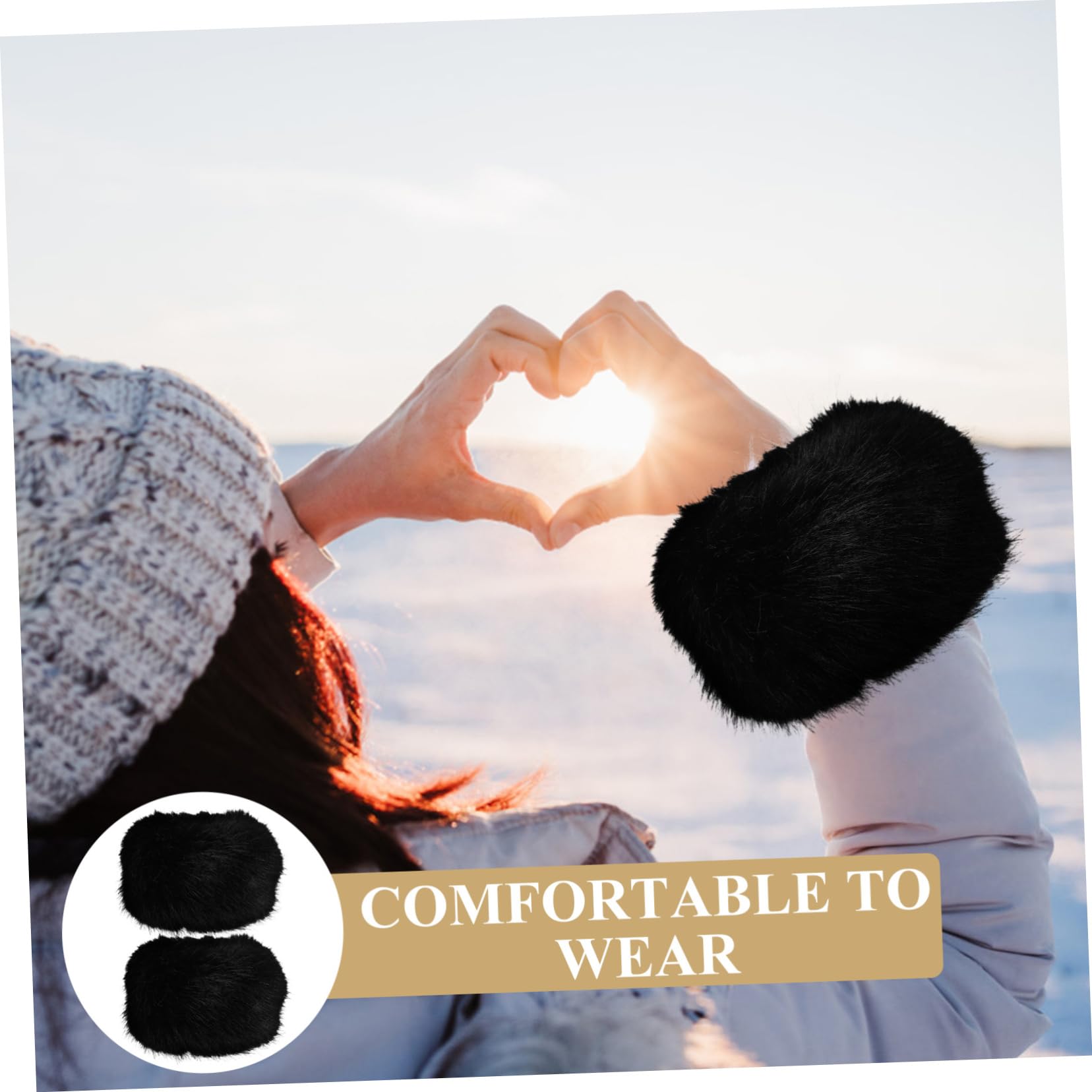 LIFKOME Fluffy Wrist Bands 2 Pcs Winter Warm Wrist Cuffs Arm Warmers for Women