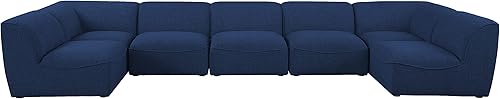 Miniatura 4 de Meridian Furniture 683Navy-Sec7B Colección Miramar Modern | Modular, tapizado modular con textura de lino contemporáneo, azul marino, 175 pulgadas