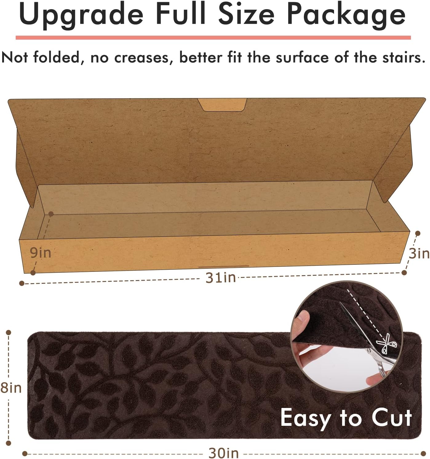 Jaoul Stair Runners for Wooden Steps Non-Slip 8" X 30" Indoor 15PCS Stair Treads Carpets, Non-Skid Safety Rug Slip Resistant for Kids Elders and Pets (Dark Gray, 15PC) : Tools & Home Improvement