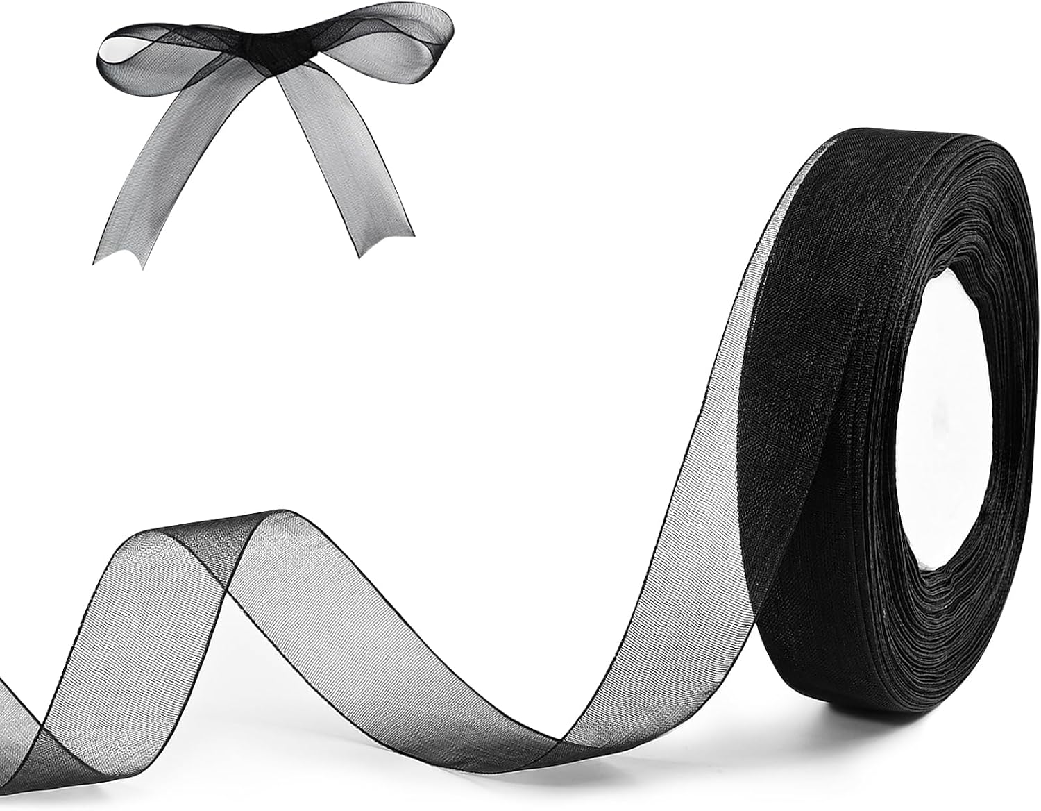 Organza Ribbon Chiffon Ribbon 1 inch x 50 Yards - Sheer Gift Wrapping Ribbon for Wedding Decor, Christmas, Valentine's Day, Father's Day Bouquet & Party Decoration (Gold)
