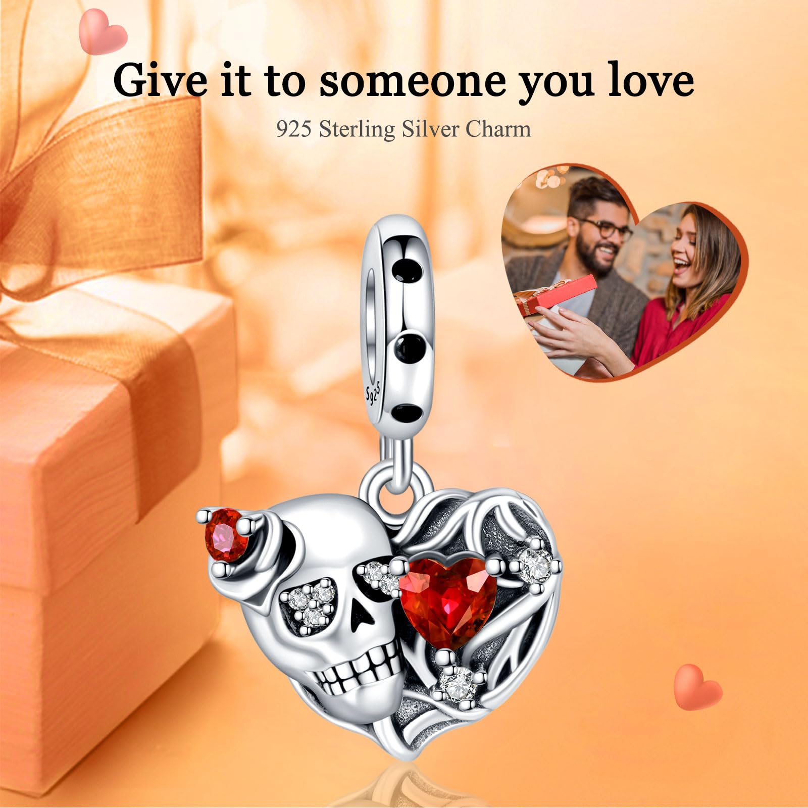 925 Sterling Silver Charm Femmes Bracelets Collier Crâne Coeur Pendentif Rubis Pendentif Coeur Or Rose bicolore Interlock Double Étoiles & Lune Clé Aile d'Ange Amour Pensée