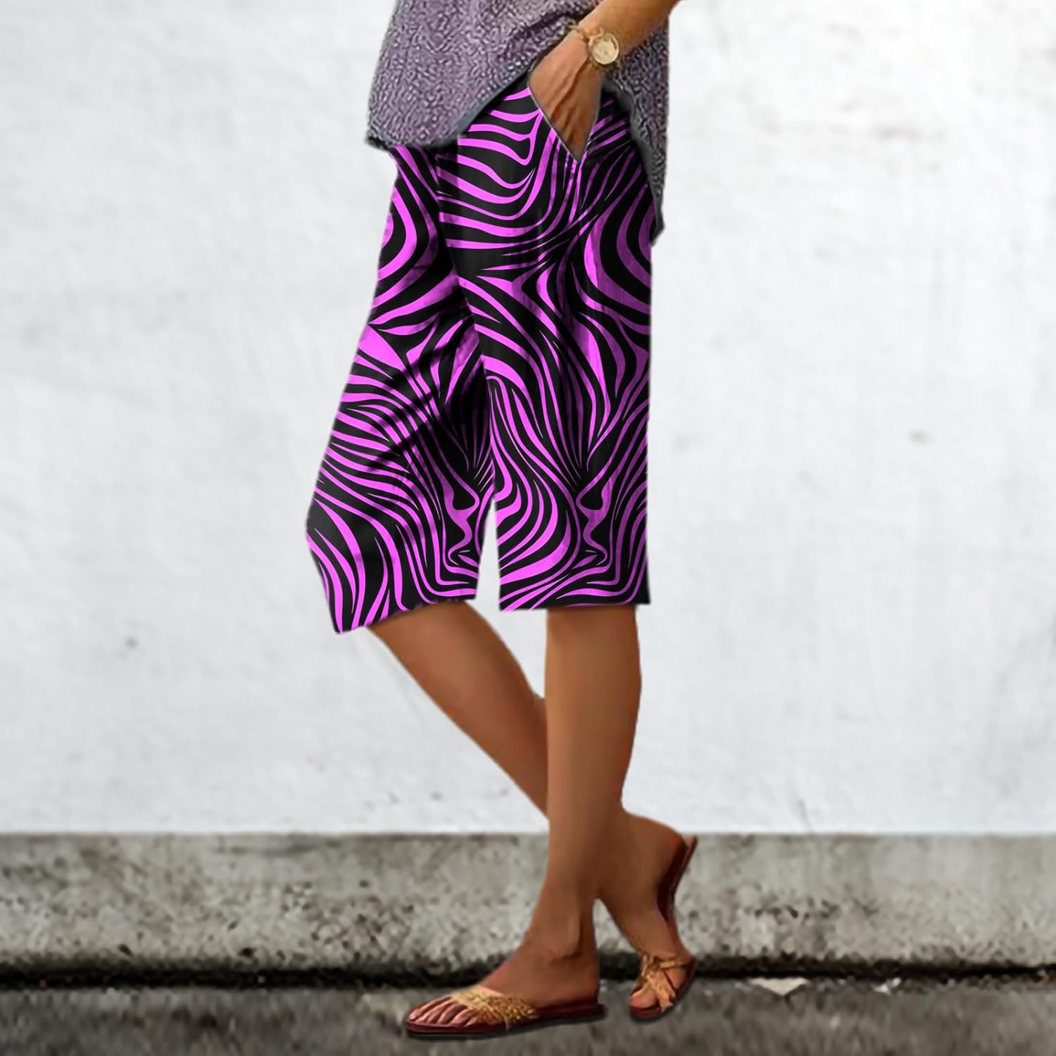 Casual Pants for Women 2025 Retro Business Casual Short Trousers Baggy Quick Dry Bermuda Shorts with Pockets - Image 2