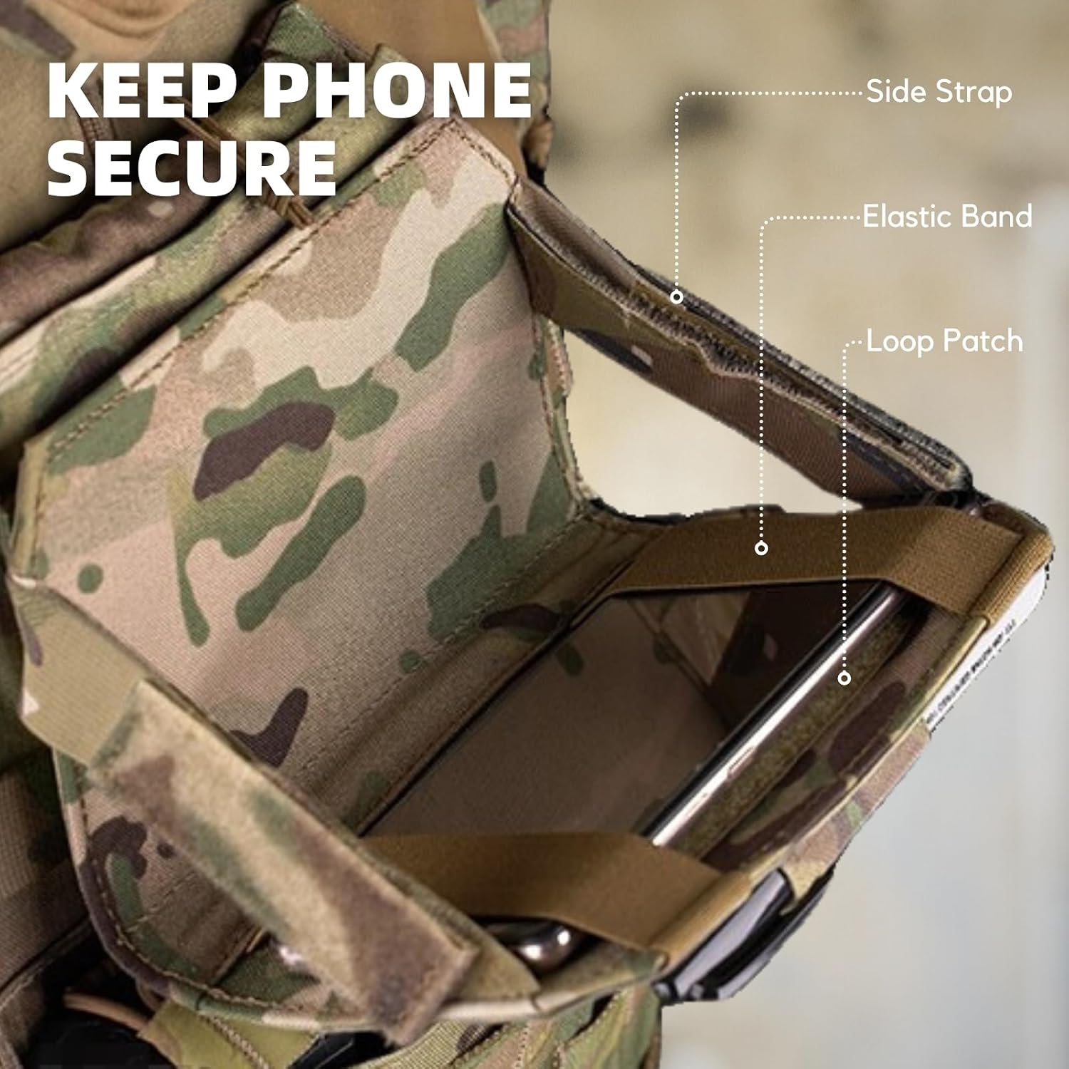 Let Me Be Airsoft Plate Carrier Molle Phone Carrier Outdoor Lightweight Navigation Board,Foldable Admin Pouch Phone Holder Chest Rig Mount Tactical Vest Accessory (Black) image 4