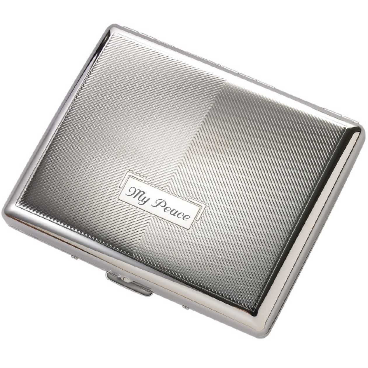 Personalized Contemporary Silver Double Sided Cigarette Case - Custom Engraved Metal Cigarette Holder | Free Engraving - Ships from USA