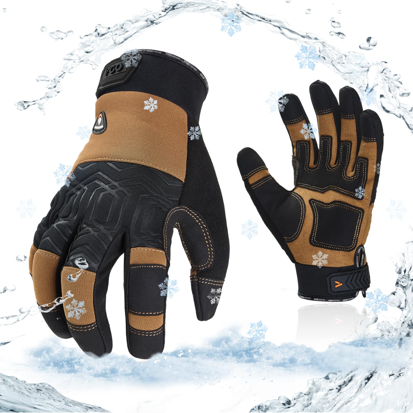 Vgo... 0°C/32°F Winter 3M Thinsulate Lined Work Gloves,Waterproof Work Gloves,Cold Storage,Freezer Use