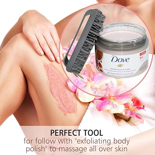 Miniatura 4 de Exfoliante corporal de silicona, cepillo exfoliante de baño para pieles sensibles, exfoliación eficaz para ducha y masaje suave (negro silicona)