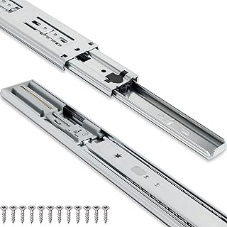 TOUCH Drawer Slides (6 Pairs, 24 Inch 600mm) Soft Close Side Mount Ball Bearing 3 Folds Metal Rails Track Guide Glides Runners Heavy Duty Drawer Dresser Kitchen, 100 LB Capacity