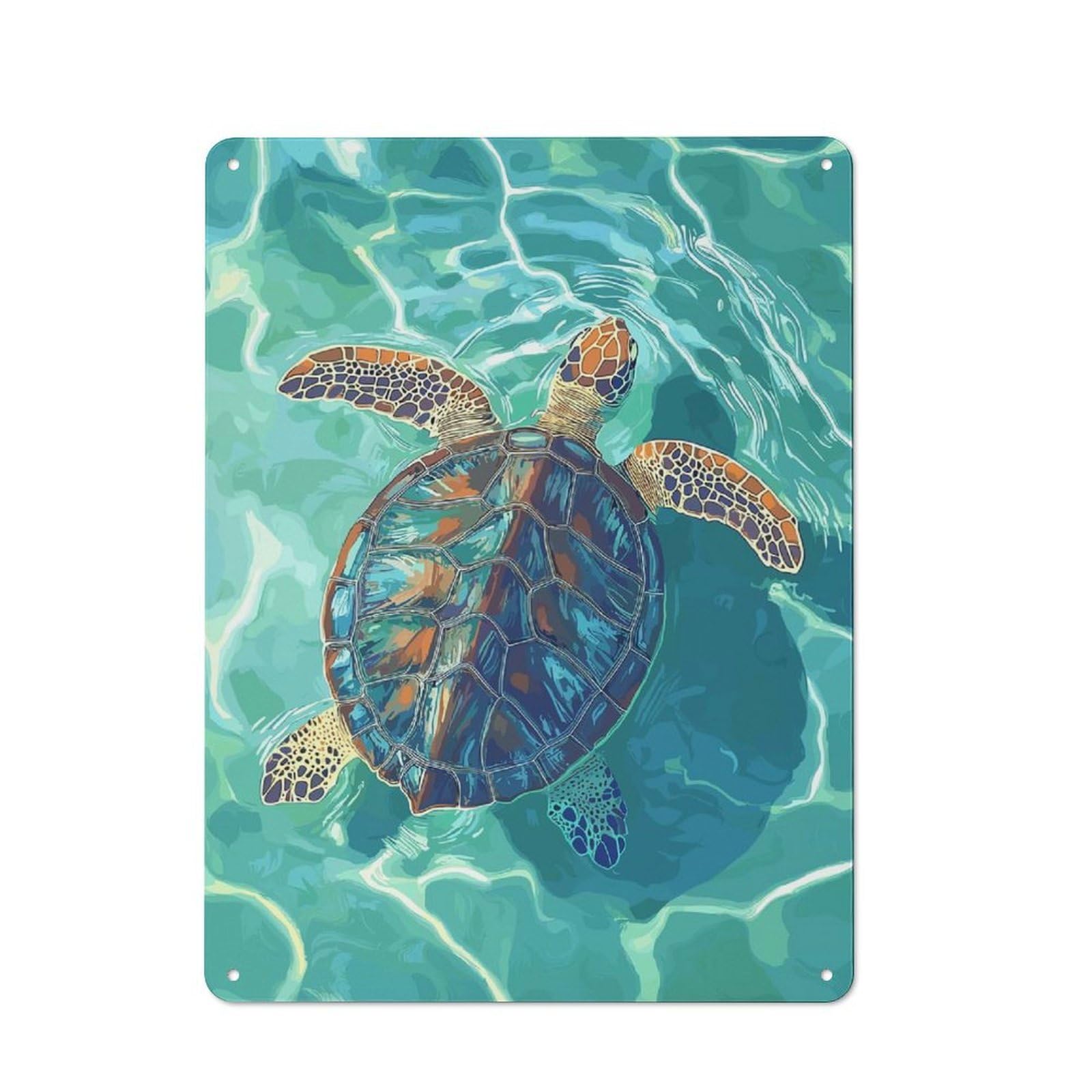 Junmoney Sea Turtle In Turquoise Water Retro Tin Sign 40X30cm For Living Room Or Hallway, Gift For Living Room Decor Lovers During The Christmas Season