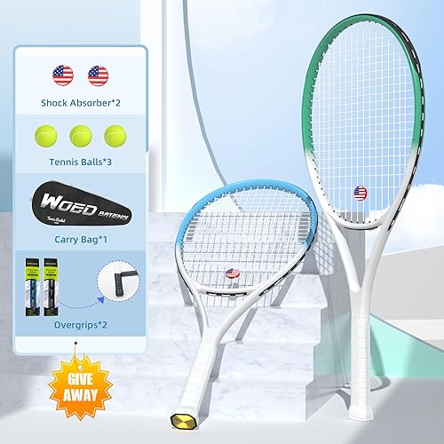 Miniatura 3 de Raqueta de tenis para 2 jugadores para adultos, perfecta para jugadores principiantes y profesionales, raqueta de tenis de velocidad de 27 pulgadas