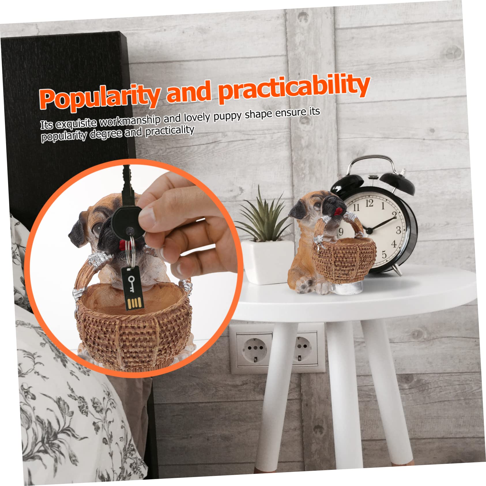 Levemolo Key Hanger Decor Resin Puppy Box Multi-Functional Storage Basket for Home Office