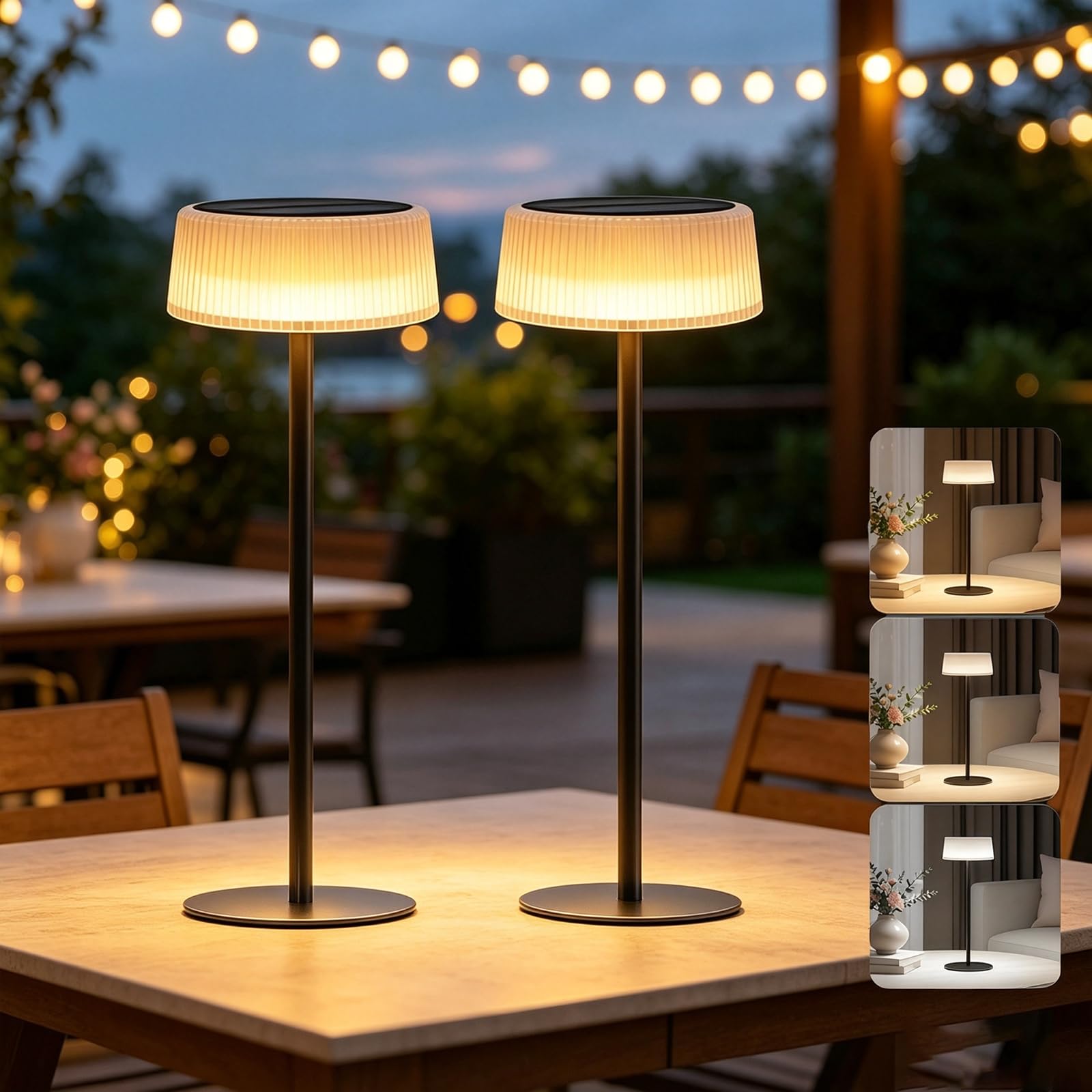 Photo 1 of Cnlux Outdoor Solar Table Lamp 2 Pack, Rechargeable LED Desk Lamp, Dimmable