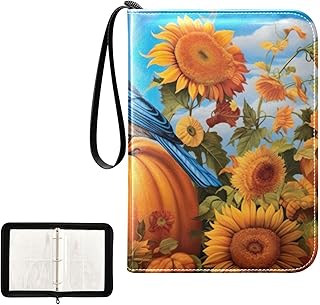 Pumpkin Fall Bird Waterproof Trading Card Binder,400-Pocket Trading Album Display Holder,Display Case with Card Sleeves Set for Soccer Card,Gaming Cards,and Other TCG 2011767