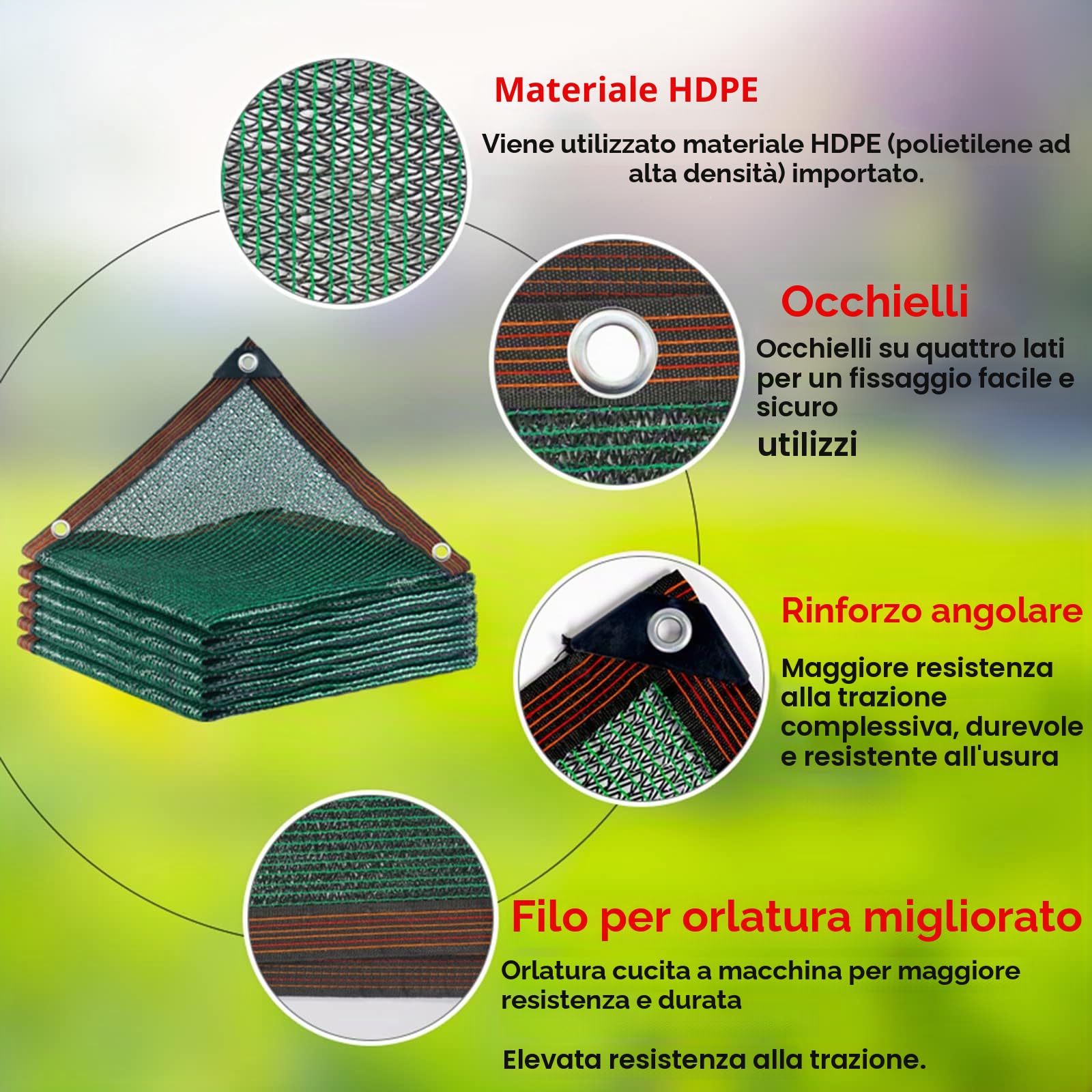 40% Rete Solare Verde,3X8m 4x6m 5x10m 8x8m Rete Ombreggiante Con Occhielli, Facile Da Installare, Telo Ombreggiante Per Serra, Rete Resistente Ai Raggi UV Per Piante Di Fiori Da Giardino(Size:3X3M)