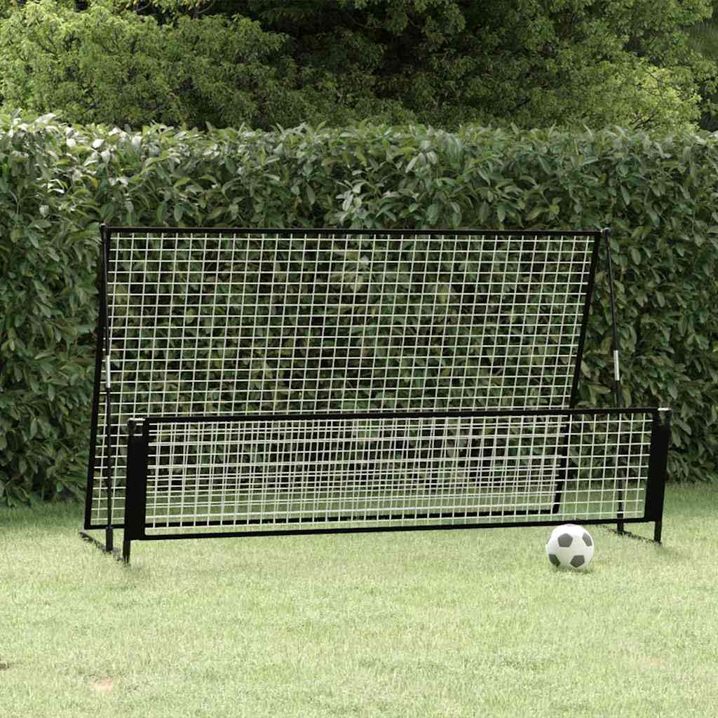 Portería de fútbol 2 en 1 de acero y fibra de vidrio, 202 x 104 x 120 cm, con red de entrenamiento de poliéster, bolsa de transporte, estacas para entrenamiento de tiro, entrenamiento de tiro