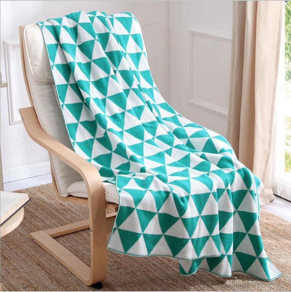 Unisex Kids Adults Geometric Contrast Bright Color Bedding Decor Blanket and Throws, Office Nap Rest Blankets 51'' x 63'' (Green & white)
