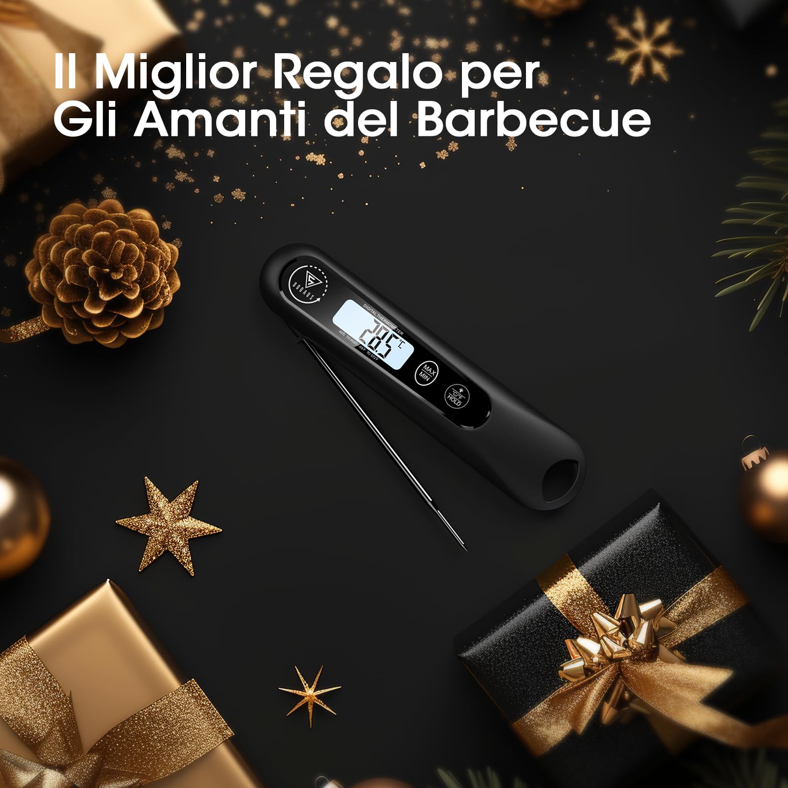 DOQAUS Termometro da Cucina Digitale, Lettura Istantanea con Sonda Pieghevole, per Carne Barbecue Alimenti