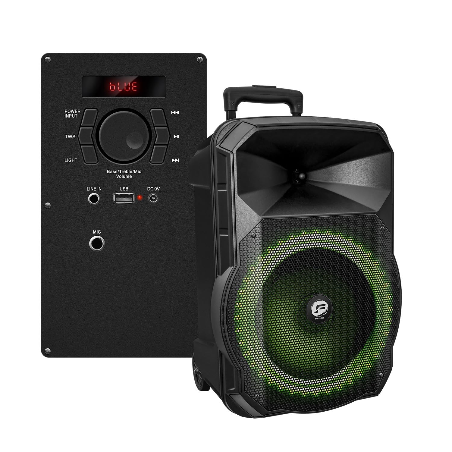 Enceinte Sono Festisound PICO-08, Autonome sur Batterie, Puissance 200W, USB Bluetooth, TWS, Radio FM, Micro sans Fil