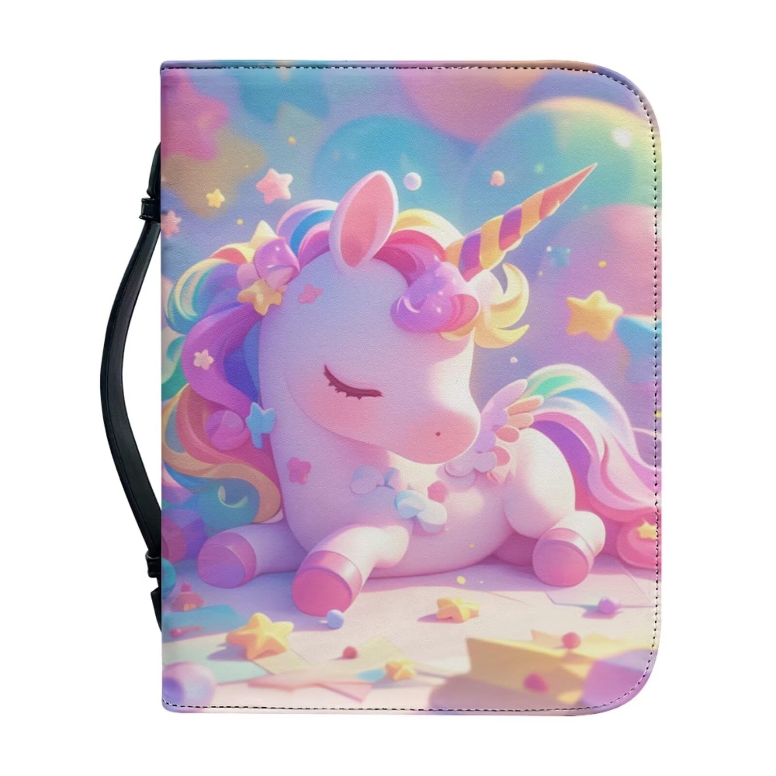 Ceudet Bible Cover for Girls, Large Bible Bags with Pen Slots Pocket PU Leather Book Carrying Case Catholic Gifts for Girls,Unicorn,2XL — image 1