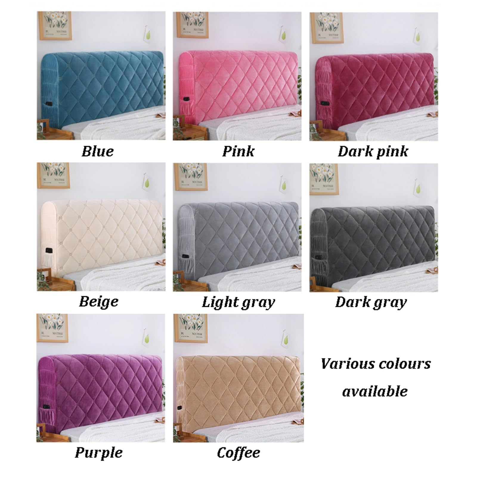 YUEZHONG Copri Testiera Ispessita, Copri Testiera Trapuntata In Velluto For Letto Matrimoniale, Copri Testiera Lavabile For Arredamento Camera Da Letto(Purple,200cm/79in)